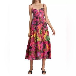 Farm Rio Pop Leopard Printed Midi-Dress Size Medium